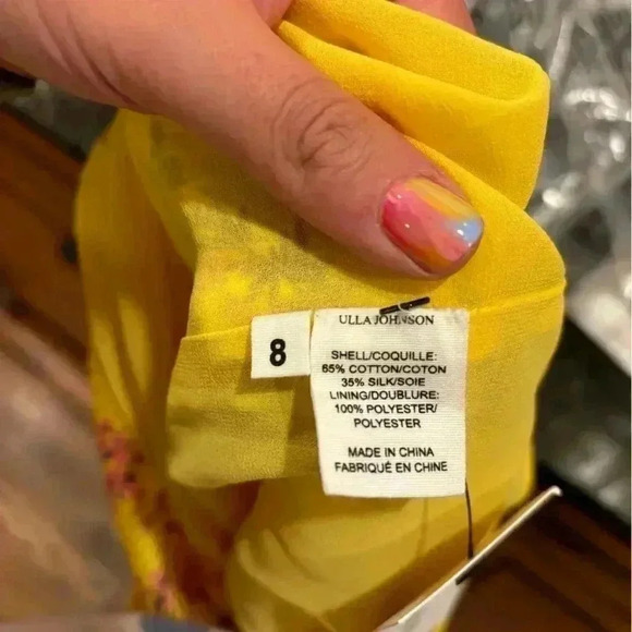 Ulla Johnson One Sleeve Yellow Silk and Cotton Blouse Size 8 - Picture 5 of 6